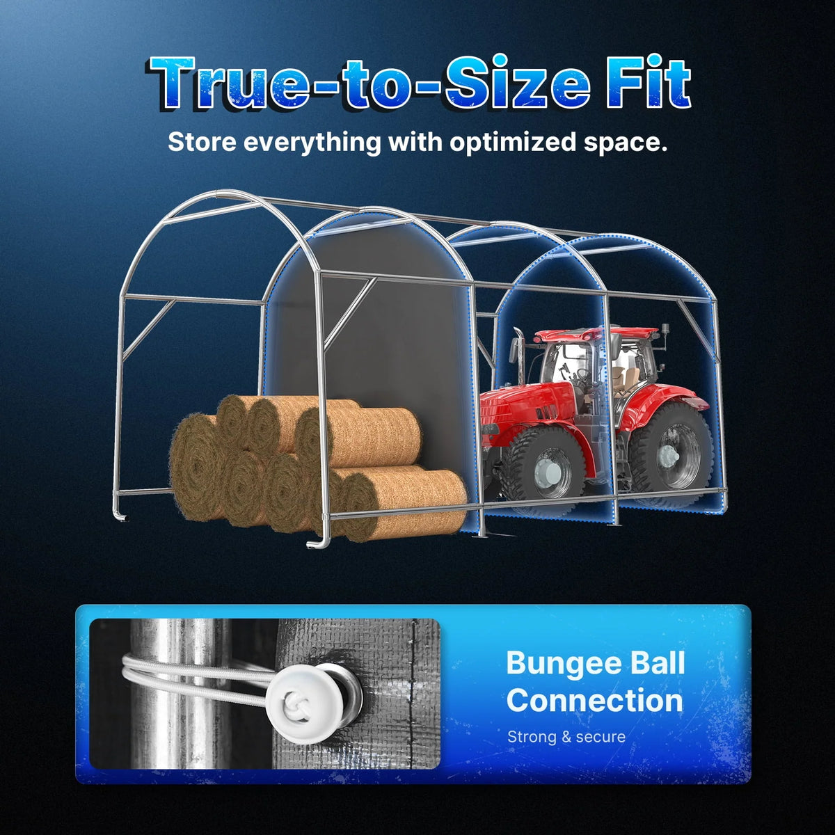 ADVANCE OUTDOOR 10x15 ft Shelter Storage Shed Steel Metal Round Roof Anti-Snow Portable Garage Carport for Motorcycle, Boat, or Garden Tools with 2 Roll up Doors & Vents, Gray