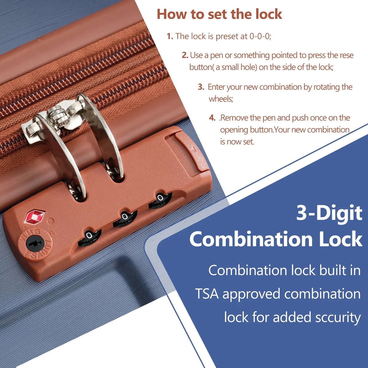 Luggage Sets 3 Piece, Expandable Hard shell ABS Suitcases with Double Spinner, Travel luggage Set