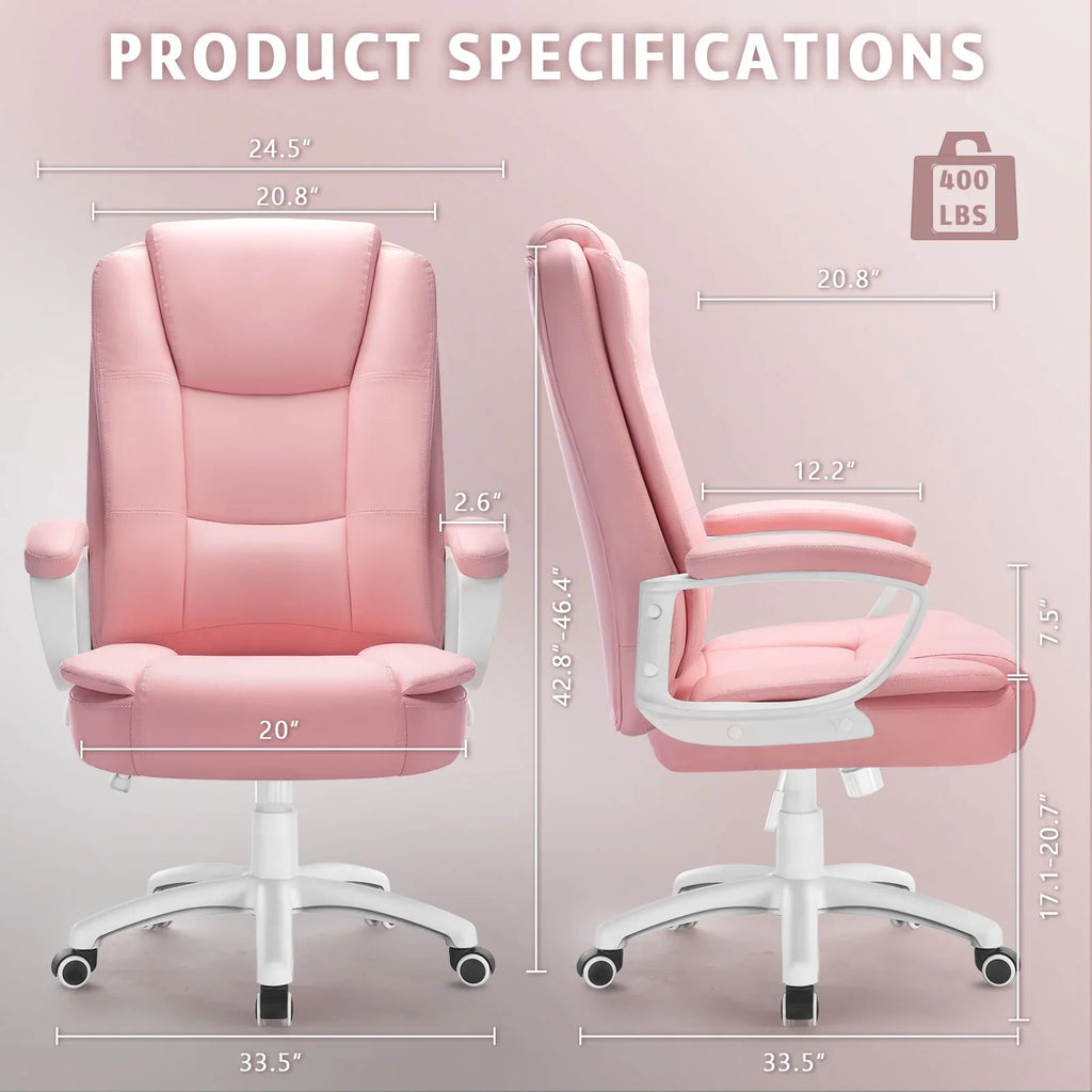 Waleaf Home Office Chair, 400LBS 8Hours Heavy Duty Design, Ergonomic High Back Cushion Lumbar Back Support, Computer Desk Chair, Big and Tall Chair for Work