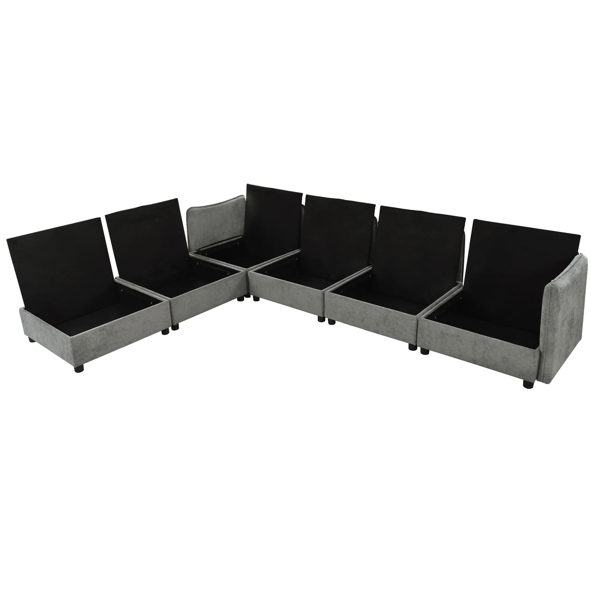 Harper & Bright Designs Modern Modular Corner Sofa Sectional with 2 Storage Ottomans, Free Combination L-Shaped Couch Set with Double-Layer Cushion for Living Room, Dark Blue