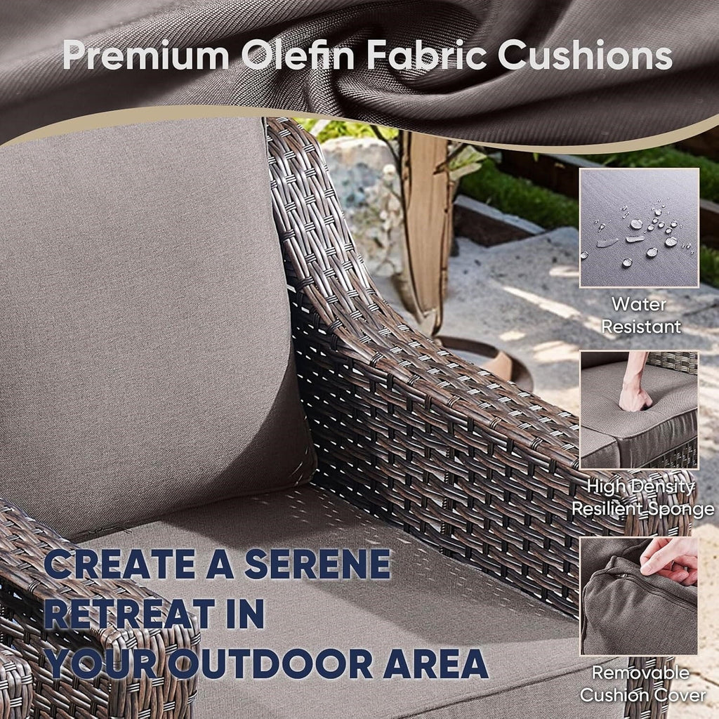 Bellefurn Outdoor Wicker Patio Chairs Set of 2 with Side Table,All-Weather Wicker Rattan Chairs Patio Furniture Chairs for Porch Balcony Backyard Yard Deck