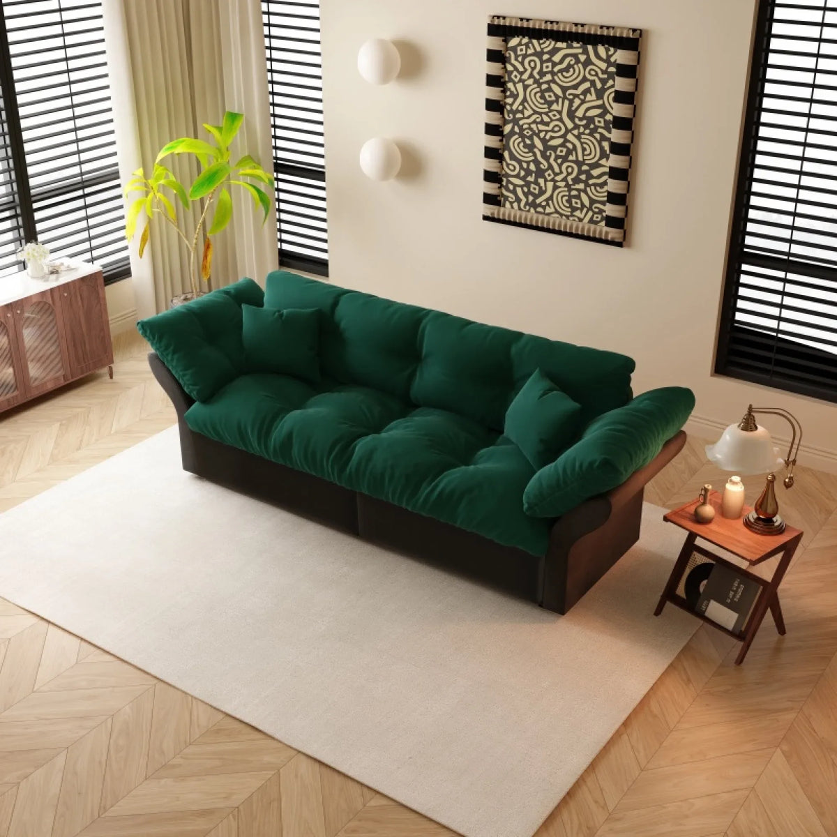 66" Queen Pull Out Sofa Bed, 3-in-1 Convertible Sleeper Sofa with Side Storage,Multi-Functional Velvet Loveseat Bed for Living Room,Bedroom