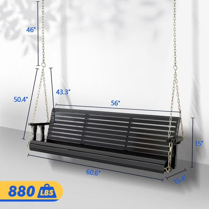 3-person Wood Porch Swing Brown