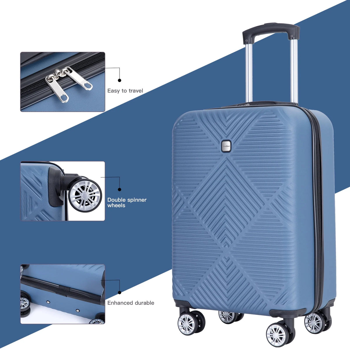 Tripcomp Luggage Sets 4 Piece Suitcase Set (14/20/24/28)Hardside Suitcase with Spinner Wheels Lightweight Carry on Luggage(Black)