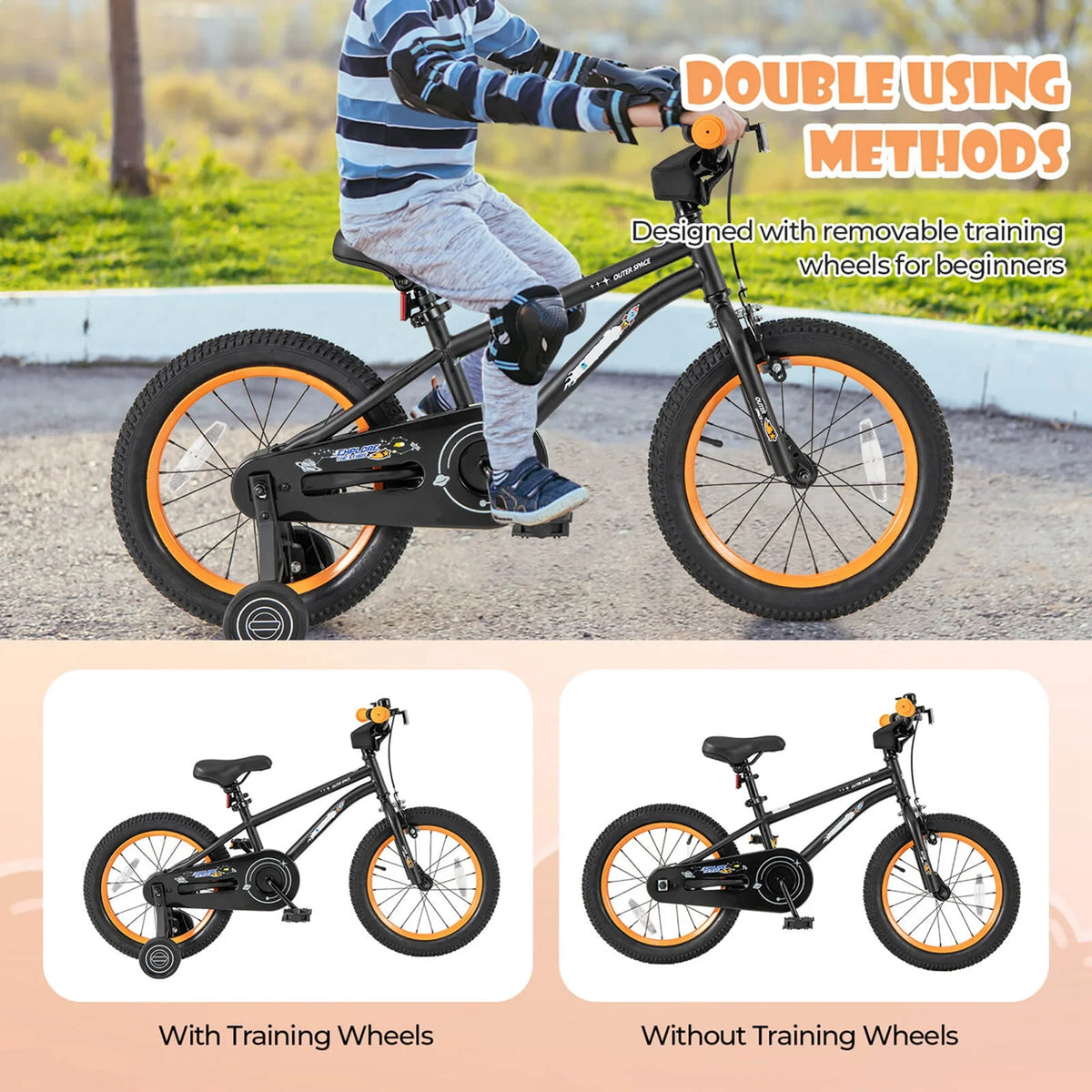 Costway 16-Inch Kid’s Bike for 4-7 Years Old with Adjustable Saddle & Anti-slip Handlebar Black