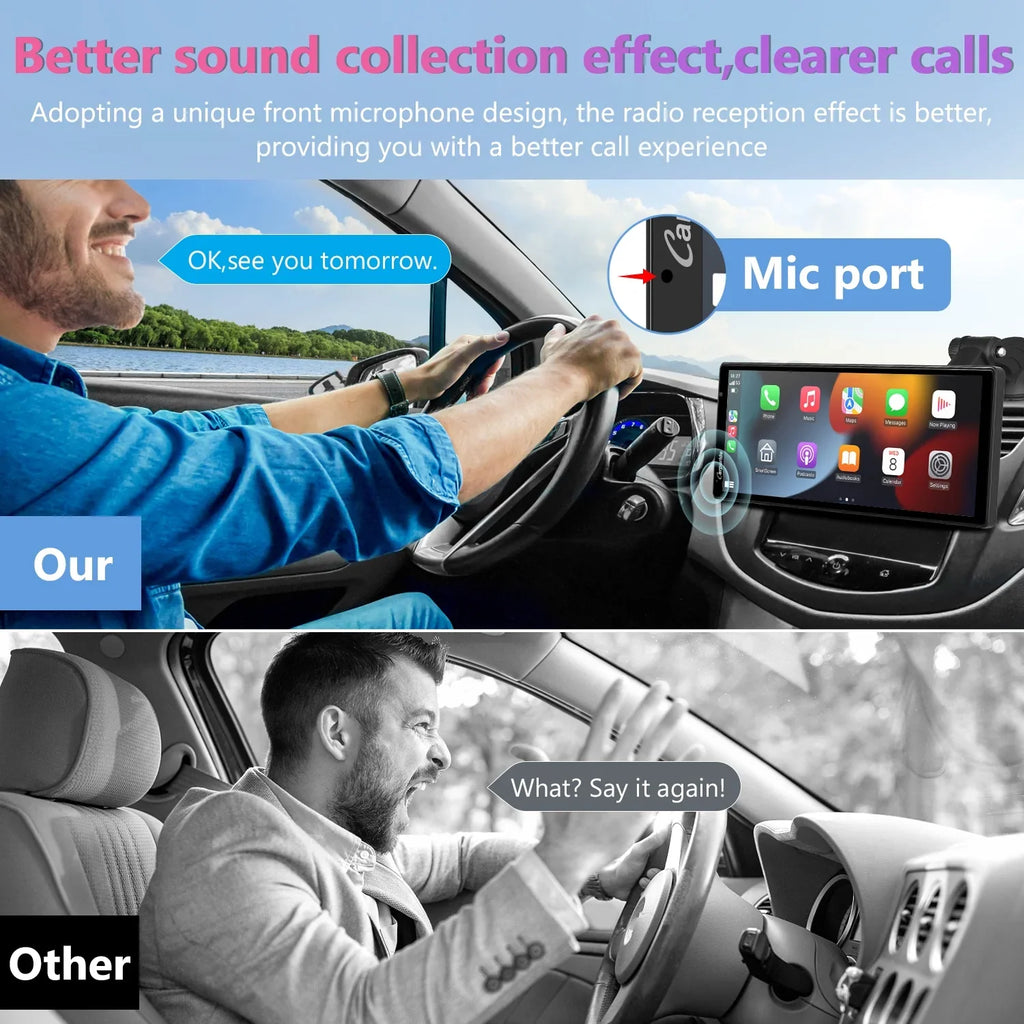 Carpuride Wireless Carplay Android Auto with 4K Front Dash Cam 1080P Rear Cam,10.26" HD IPS Touch