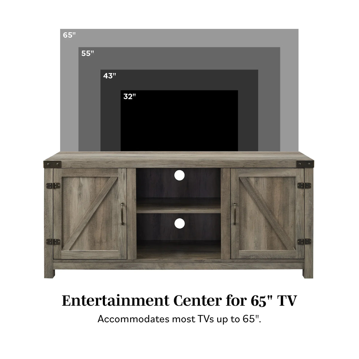 Walker Edison Modern Farmhouse Barn Door TV Stand for TVs up to 65", Grey Wash