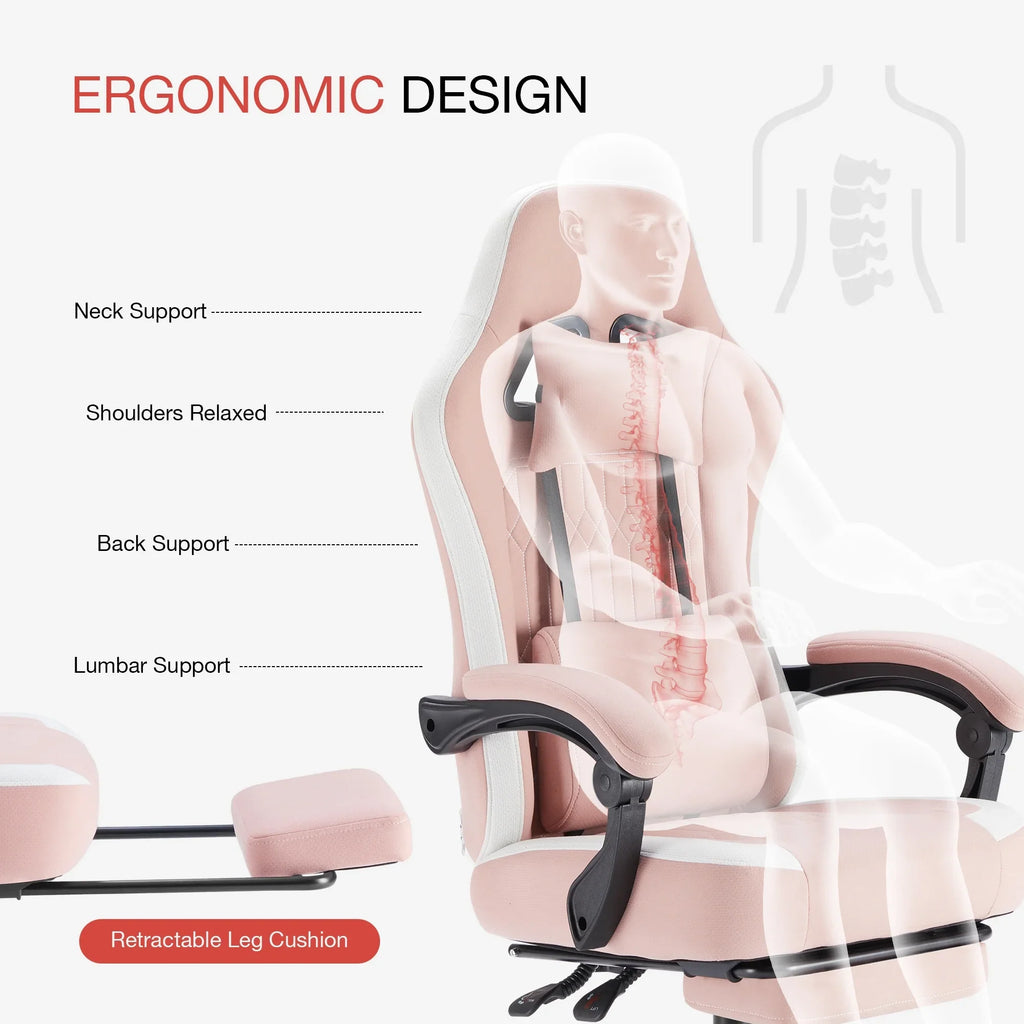 MCQ Ergonomic Swivel Gaming Chair with Headrest Lumbar Support for Home Office, Black and Grey