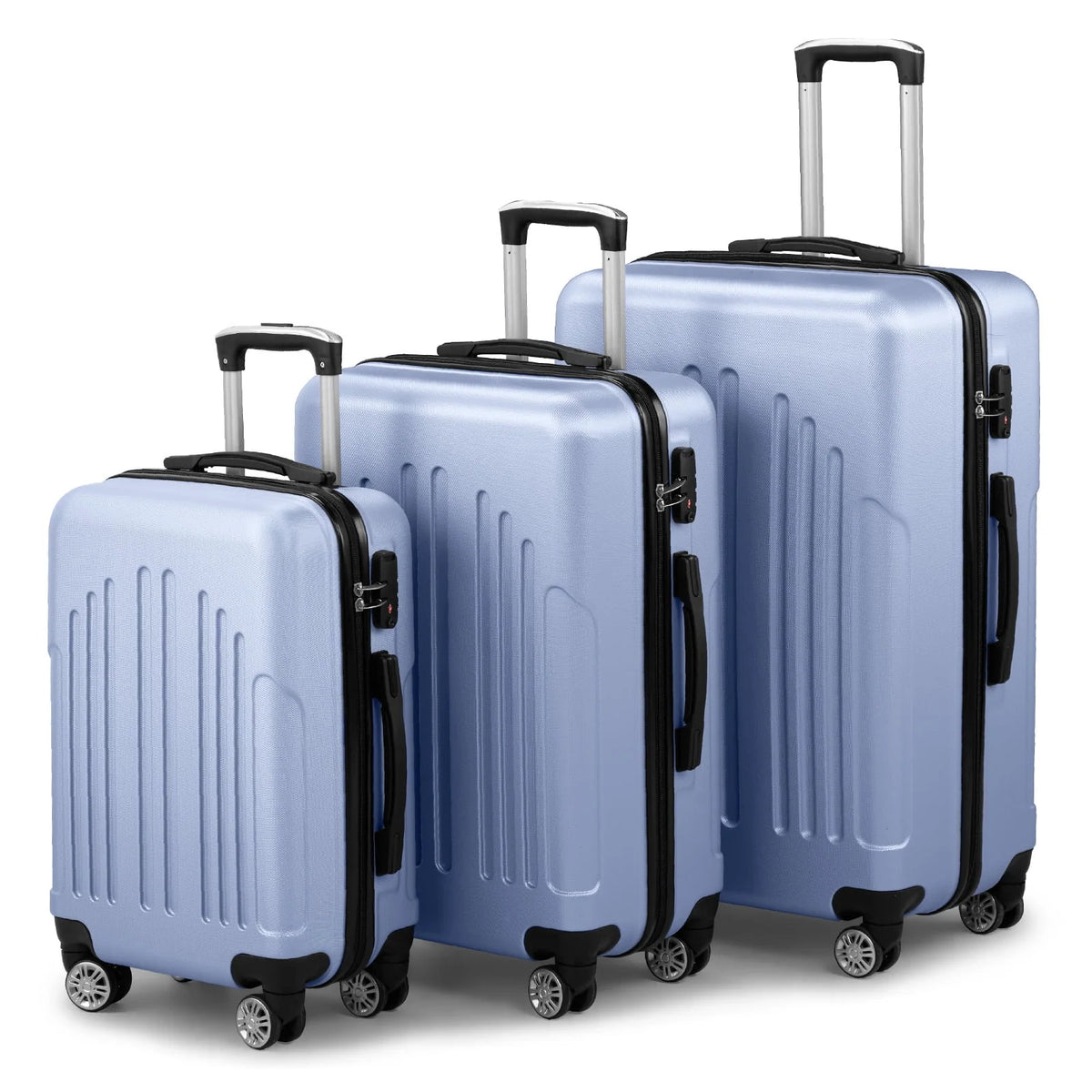 Red 3-Piece Hardshell Spinner Luggage Set (20in, 24in, 28in) - Large ABS Suitcase Set with 8 Wheels, Lightweight & Durable for Travel