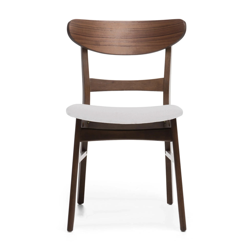 GDFSTUDIO Mid Century Modern Fabric Upholstered Rubberwood Dining Chairs, Set of 2, Dark Gray and Walnut