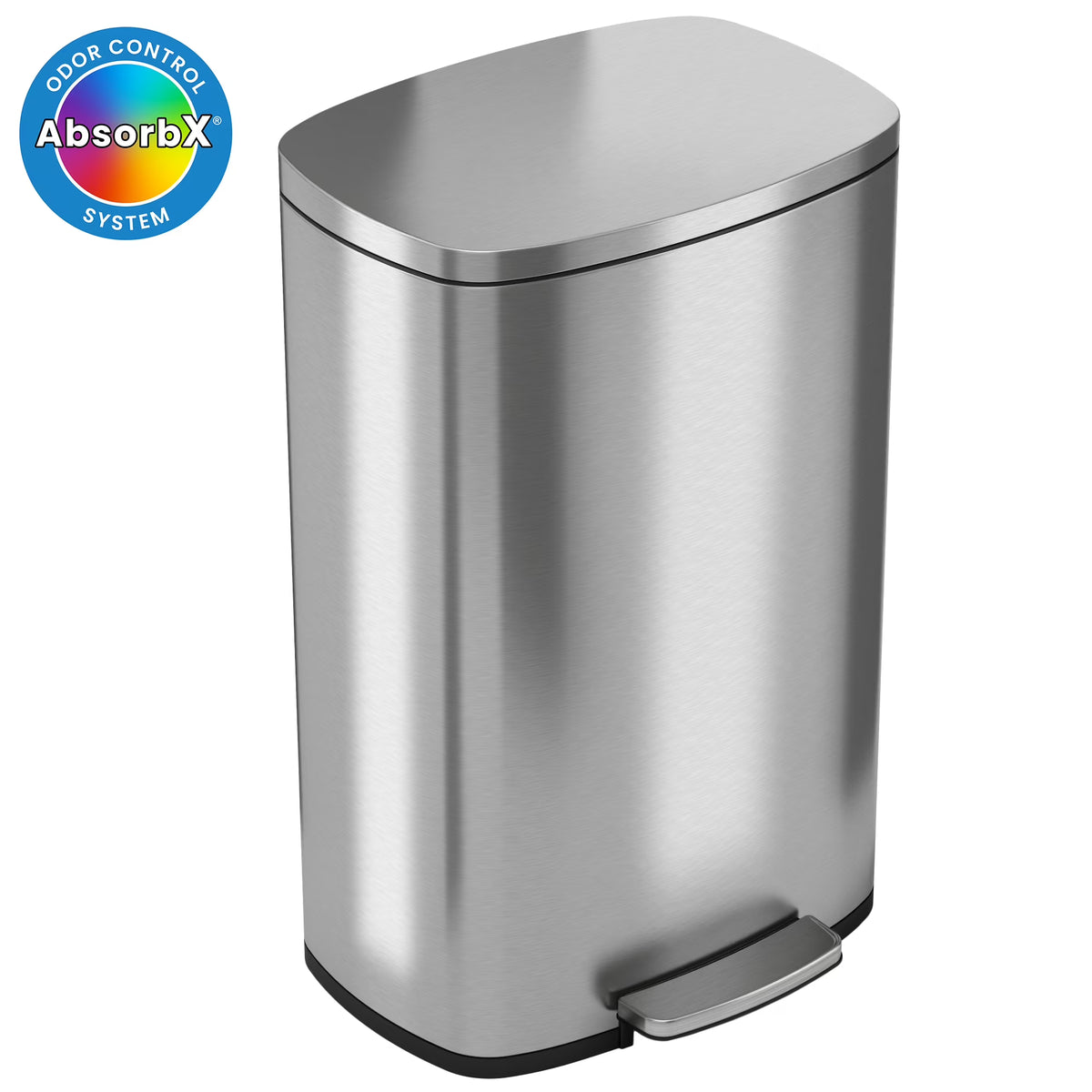 iTouchless SoftStep Stainless Steel Indoor Step Trash Can with Lid 13.2 Gallon Silver (PC13RSS)
