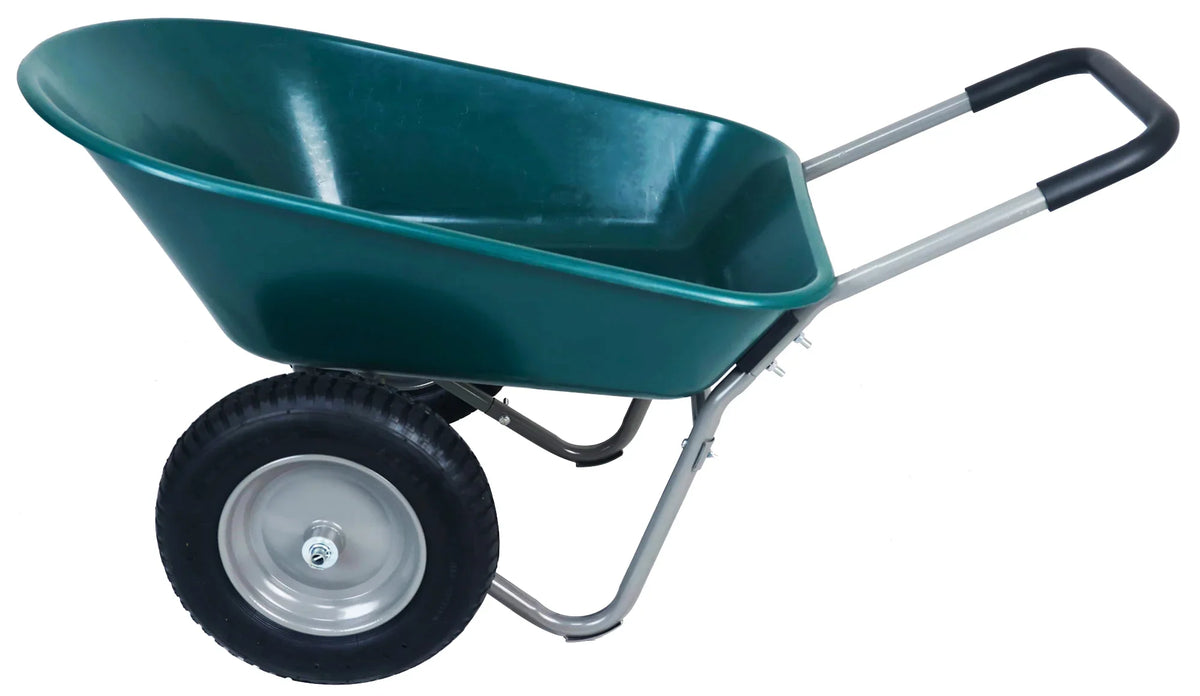 GIANNA Dual-Wheel Garden Cart, Heavy-Duty Yard Wheelbarrow with Built-in Stand for Lawn, Gardening, and Construction �C Green