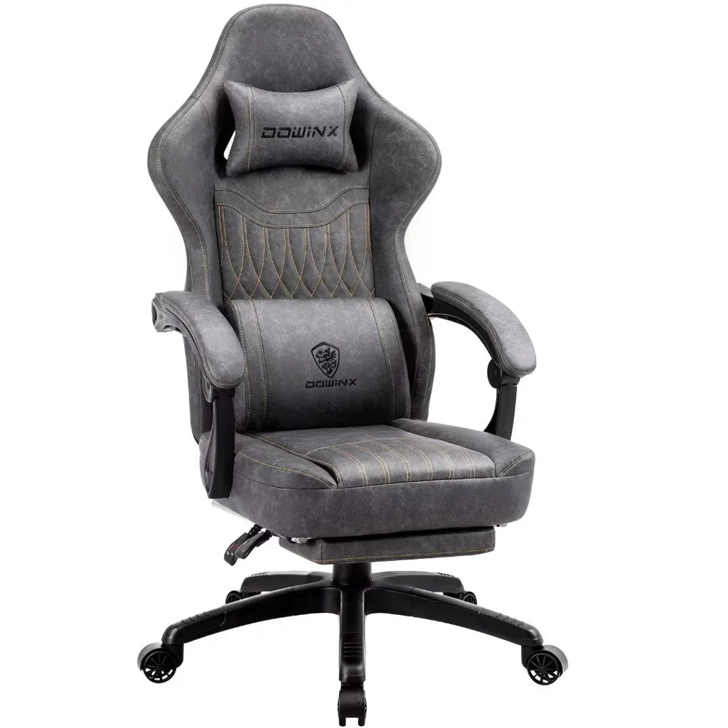 Dowinx Gaming Chair Breathable PU Leather Gamer Chair with Pocket Spring Cushion, Ergonomic Computer Chair with Massage Lumbar Support,Adjustable Swivel Task Chair with Footrest(Brown)