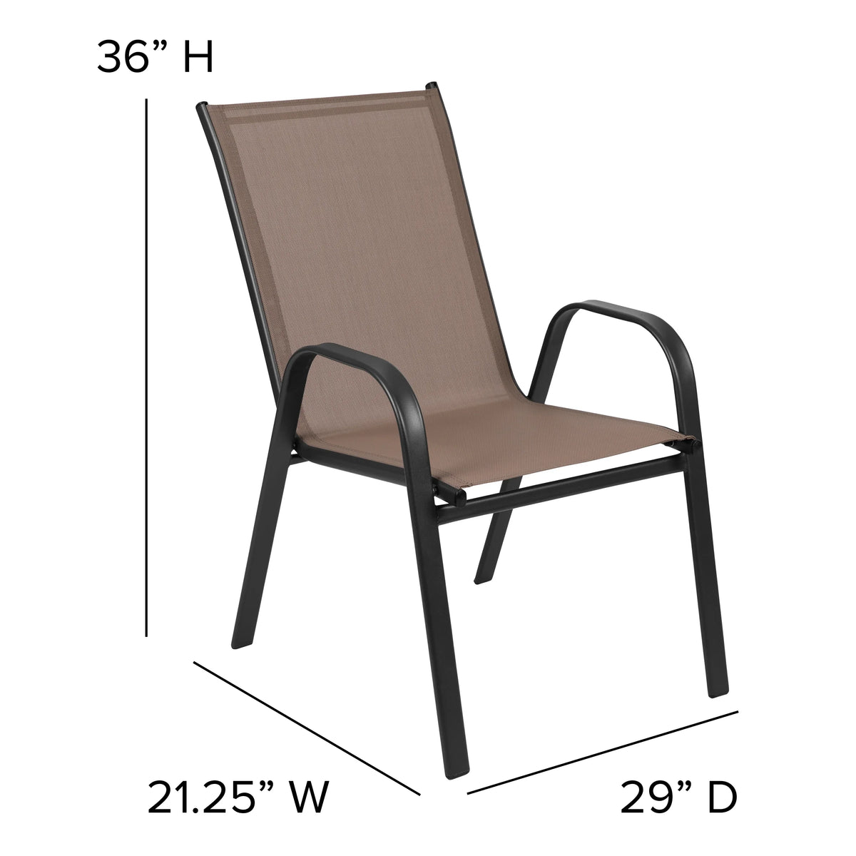 Emma + Oliver 4 Pack Gray Outdoor Stack Chair with Flex Comfort Material - Patio Stack Chair