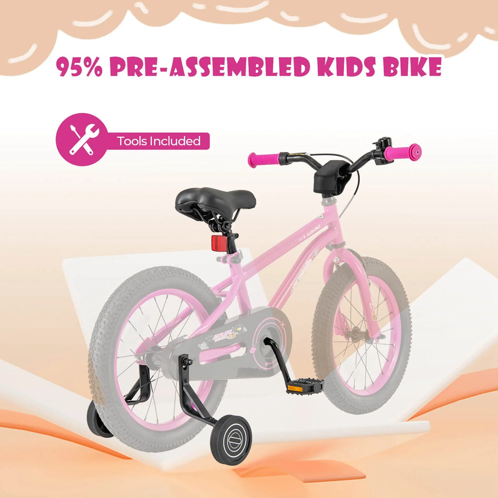 Costway 16-Inch Kid’s Bike for 4-7 Years Old with Adjustable Saddle & Anti-slip Handlebar Black