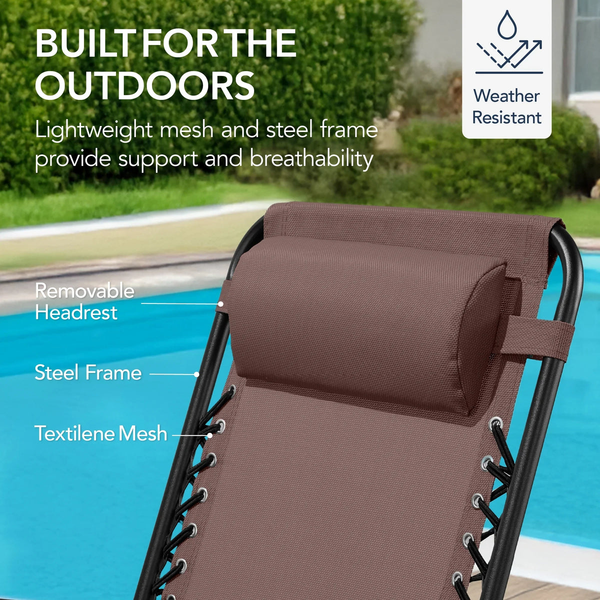 Best Choice Products Folding Outdoor Zero Gravity Rocking Lounge Chair w/ Headrest Pillow - Black