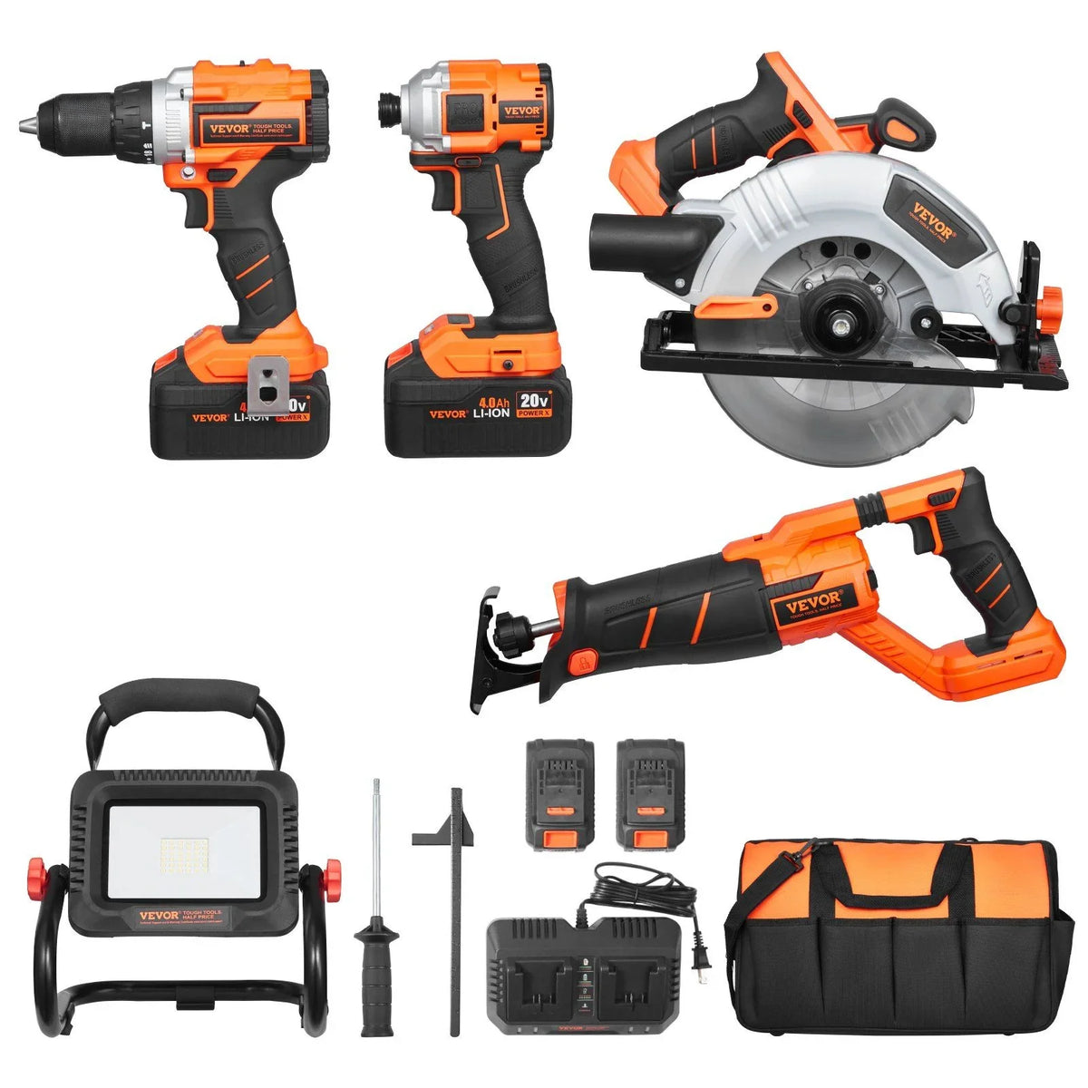 Tool Combo Kit 20V Brushless 5-Tool Cordless Power Tool Combo Kit with Batteries