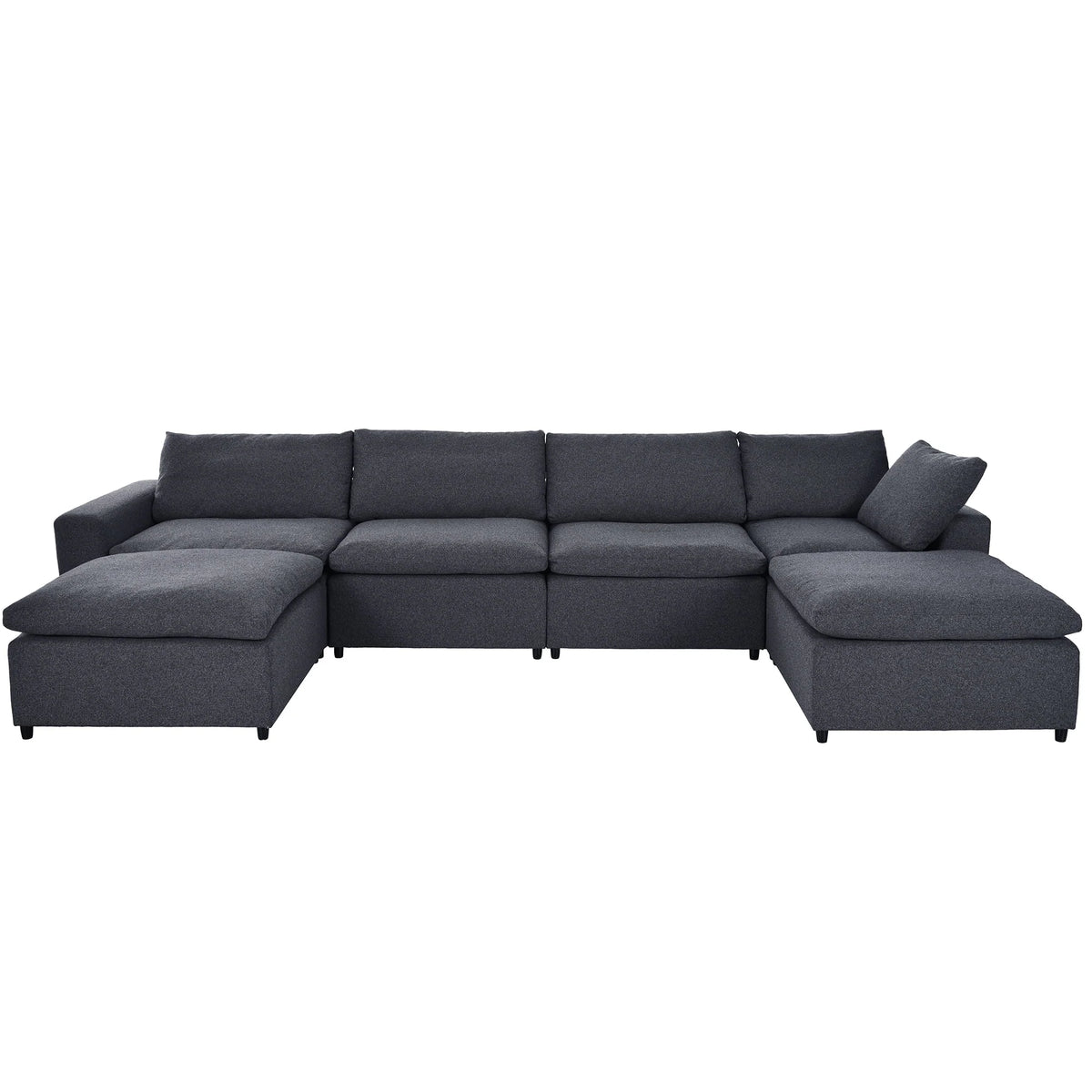 Harper & Bright Designs Convertible Modular Sectional Sofa with 2 Removable Ottomans & Pillows, Large U Shape Cloud Couch with Reversible Chaise for Living Room, Grey