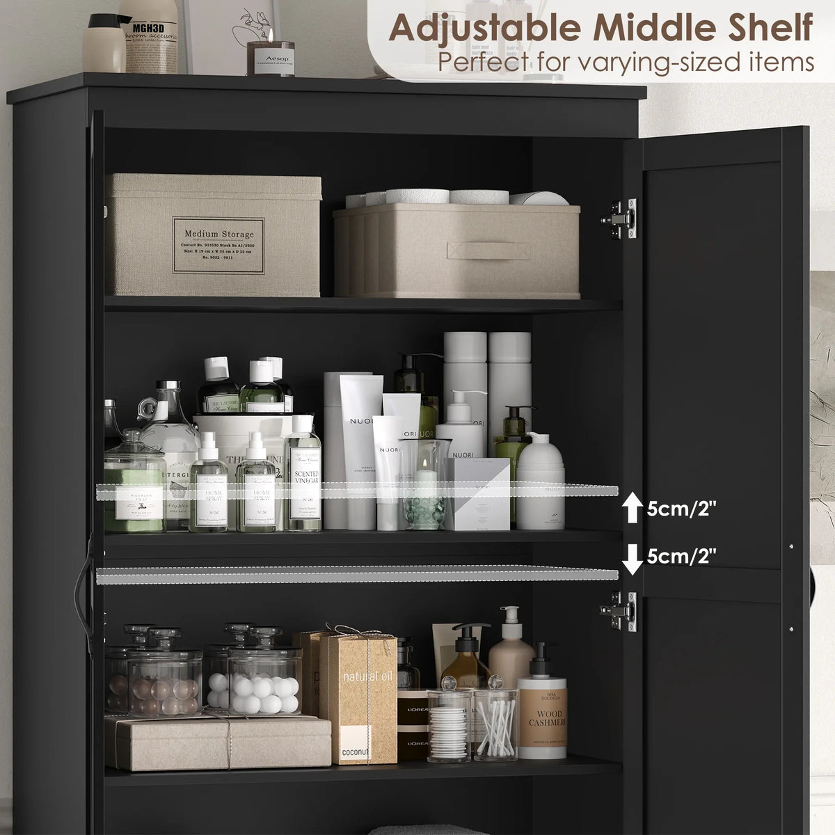 Homfa 70.3"H Bathroom Storage Cabinet, Farmhouse Linen Storage Cabinet with 2 Drawers, White