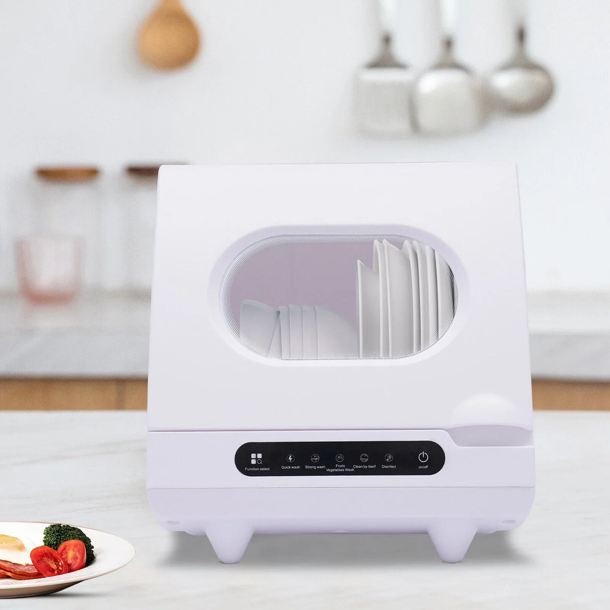 FETCOI Portable Countertop Portable Countertop Dishwasher Compact Dishwasher 5 Programs