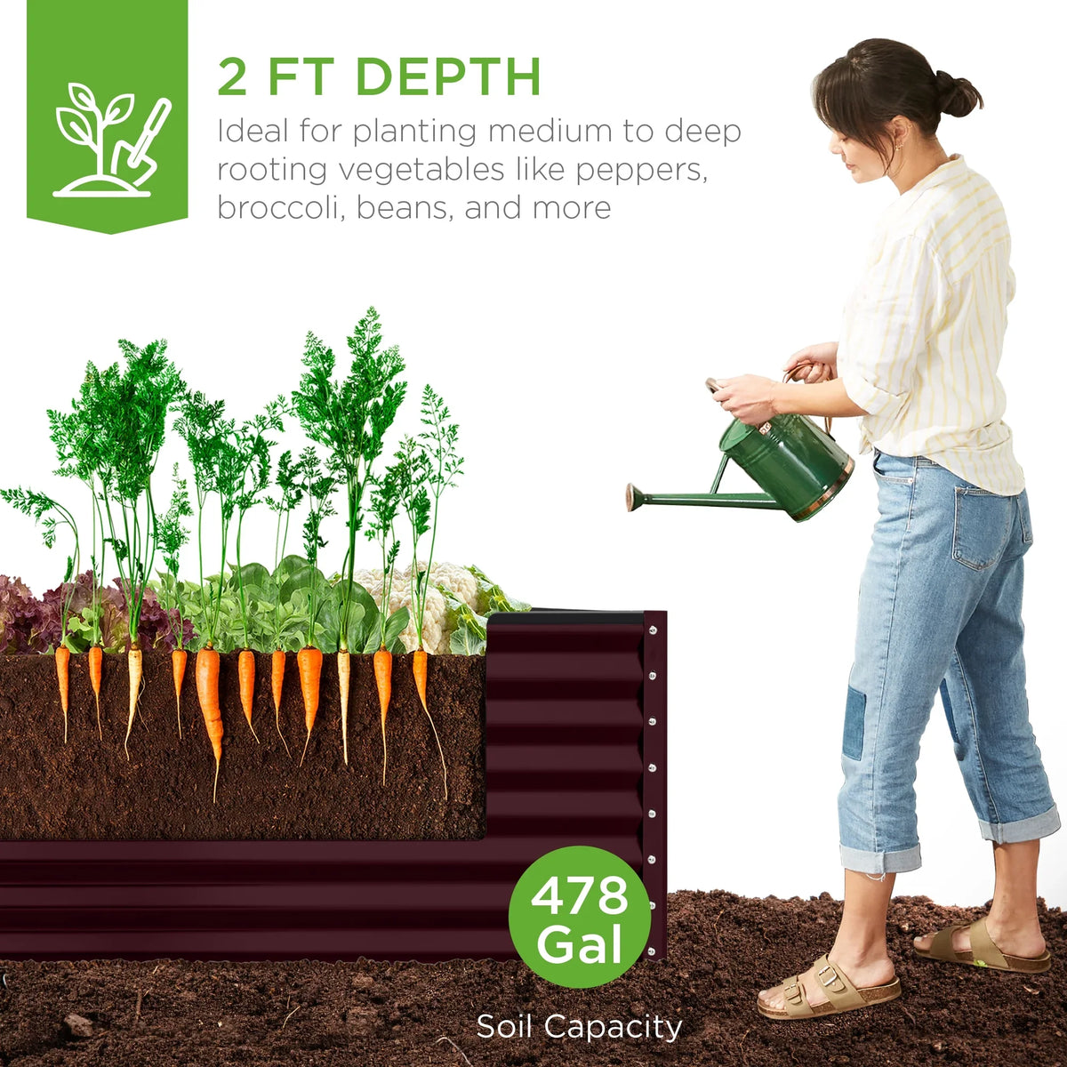 Best Choice Products 8x4x2ft Outdoor Metal Raised Garden Bed, Planter Box for Vegetables, Flowers, Herbs - Gray