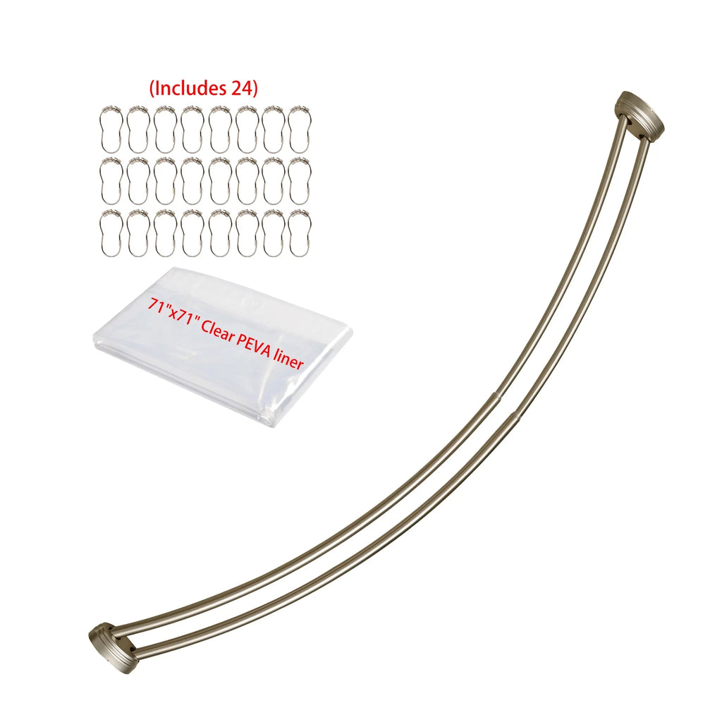 Utopia Alley Rustproof Wall Mounted Aluminum Double Curved Shower Curtain Rod, Screw Mount Rod, Secure Than Tension, Adjustable Shower Rod from 45" to 72", Includes shower liner & hooks (Bronze)
