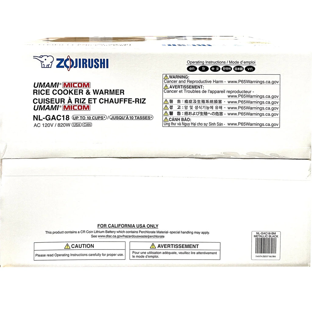Zojirushi NL-GAC18BM 10 Cup (Uncooked) Umami Micom Rice Cooker and Warmer