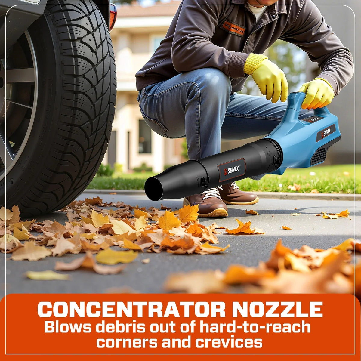 SENIX X6 60V Max* Brushless Cordless Leaf Blower with 4.0 Ah Battery and Charger, Variable Speed Up to 810CFM 170MPH, BLAX6-M1