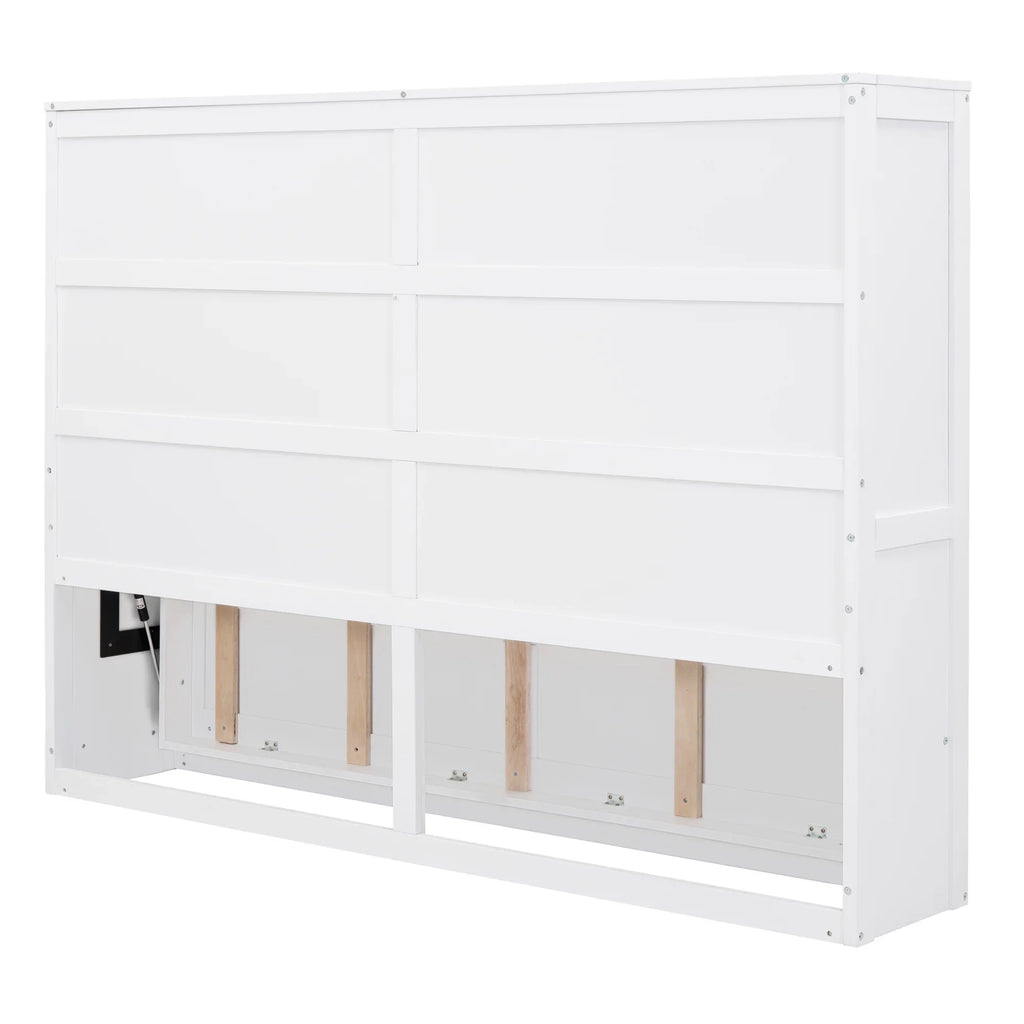 Harper & Bright Designs Full Size Murphy Bed Space-Saving Foldable Wooden Wall Bed with a Shelf for Guest Room Home Office, Gray