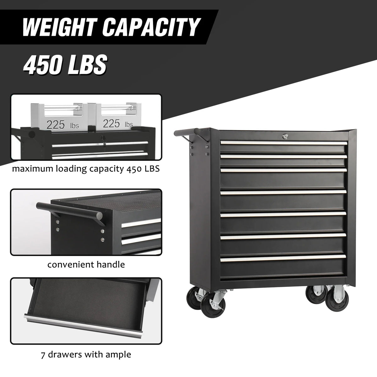 7-Drawer Rolling Tool Chest with Wheels �C Heavy-Duty Tool Storage Cart for Garage, Workshop, or Job Site