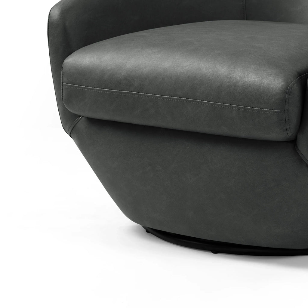 DREAMSIDEA Faux Leather Swivel Accent Chair Sets of 2 360" Swivel Barrel Chair,Swivel Club Sofa for Living Room, Bedroom, Office,Brown