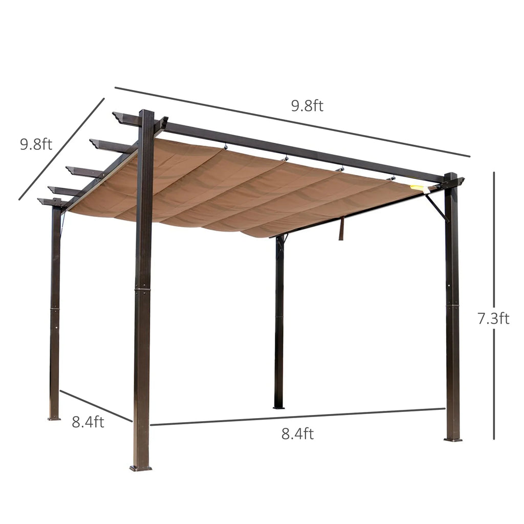 Outsunny 10' x 10' Pergola with Retractable Shade Canopy, Aluminum, Gray