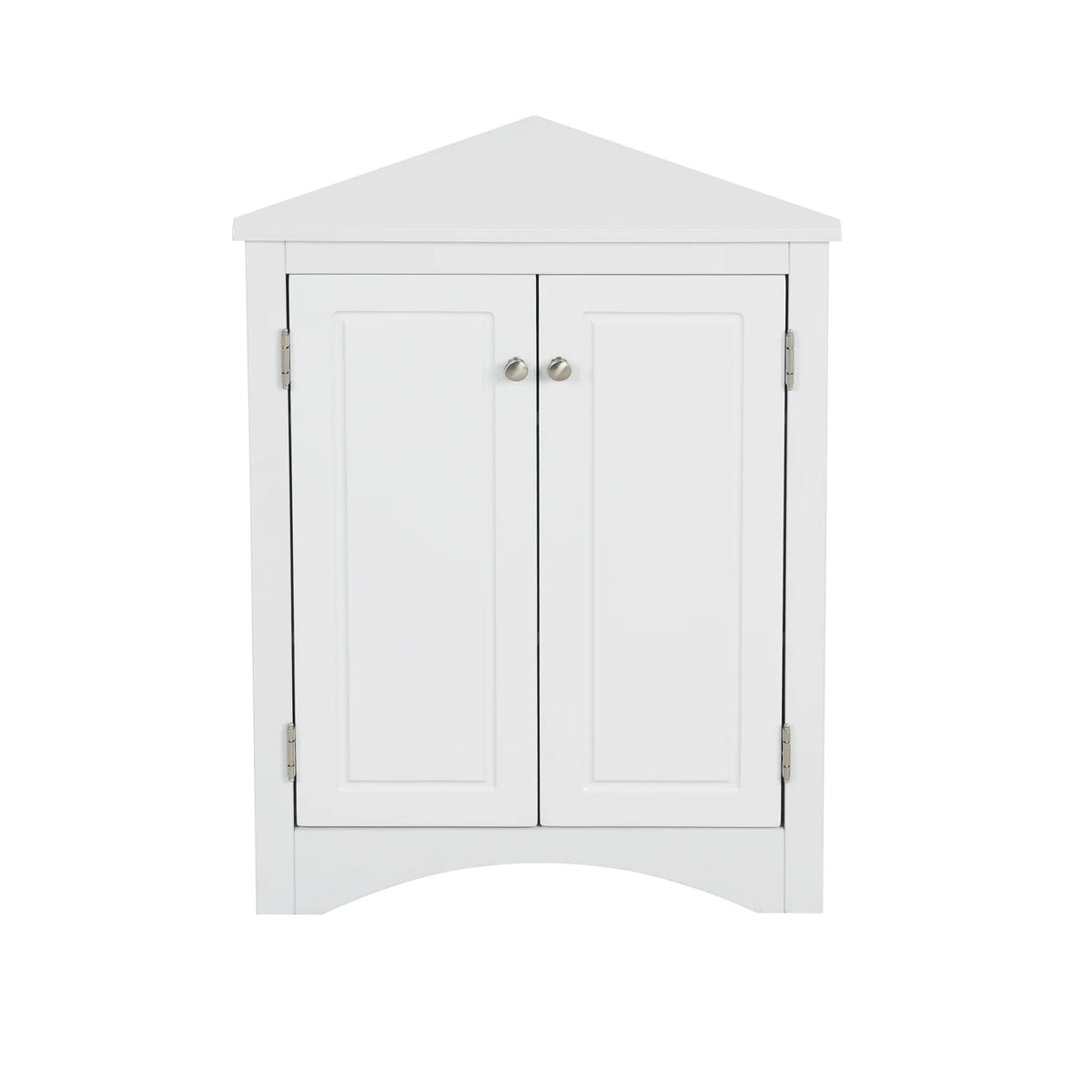 Triangle Bathroom Storage Cabinet, Wooden Corner Freestanding Floor Cabinet with Double Doors and Adjustable Shelves, Mordern Console Table for Bathroom, Living Room, Small Space, Grey