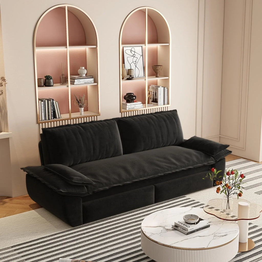 66" Queen Pull Out Sofa Bed, 3-in-1 Convertible Sleeper Sofa with Side Storage,Multi-Functional Velvet Loveseat Bed for Living Room,Bedroom
