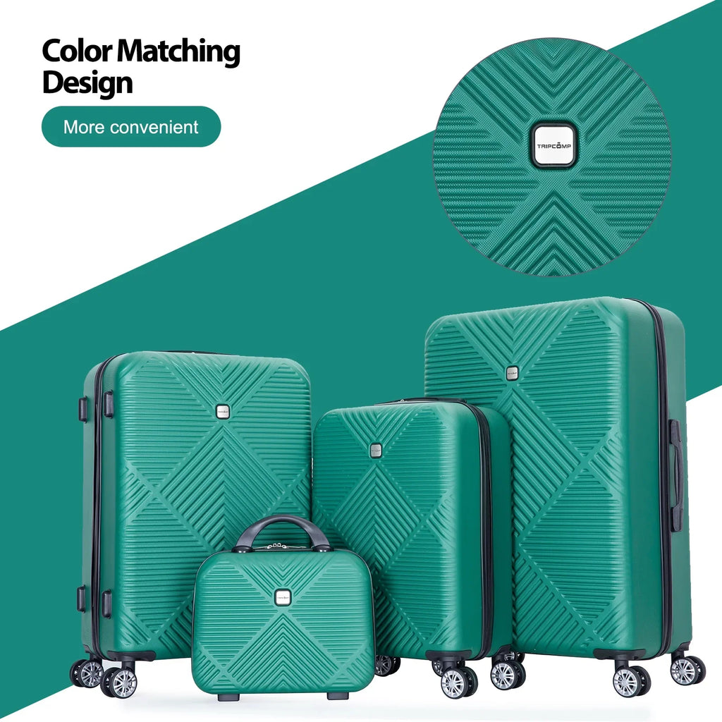 Tripcomp Luggage Sets 4 Piece Suitcase Set (14/20/24/28)Hardside Suitcase with Spinner Wheels Lightweight Carry on Luggage(Black)
