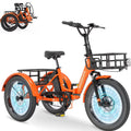 MOONCOOL TK1 Folding Electric Tricycle for Adults,48V 14.5Ah Removable battery, 500W"Peak 1000w"Motor, 20" Fat Tire Step-Thru 3Wheel Electric Bicycle w/Front&Rear Baskets, Certified to UL 2849 by SGS