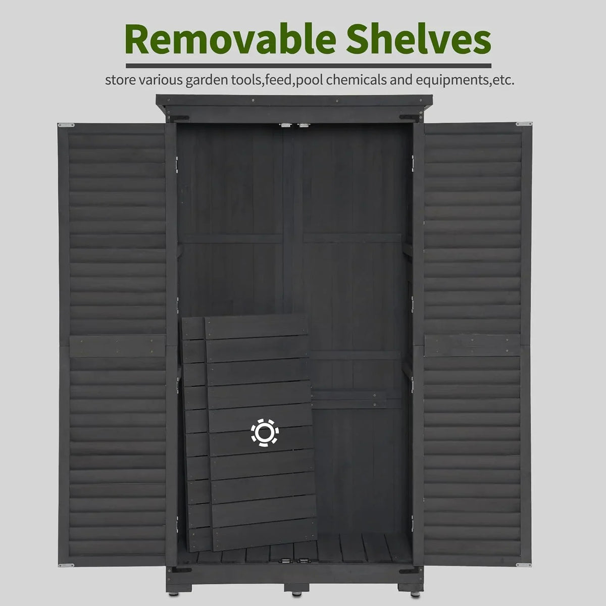 MCombo Tall Garden 1.52 x 2.85 ft. Wood Storage Shed, Brown
