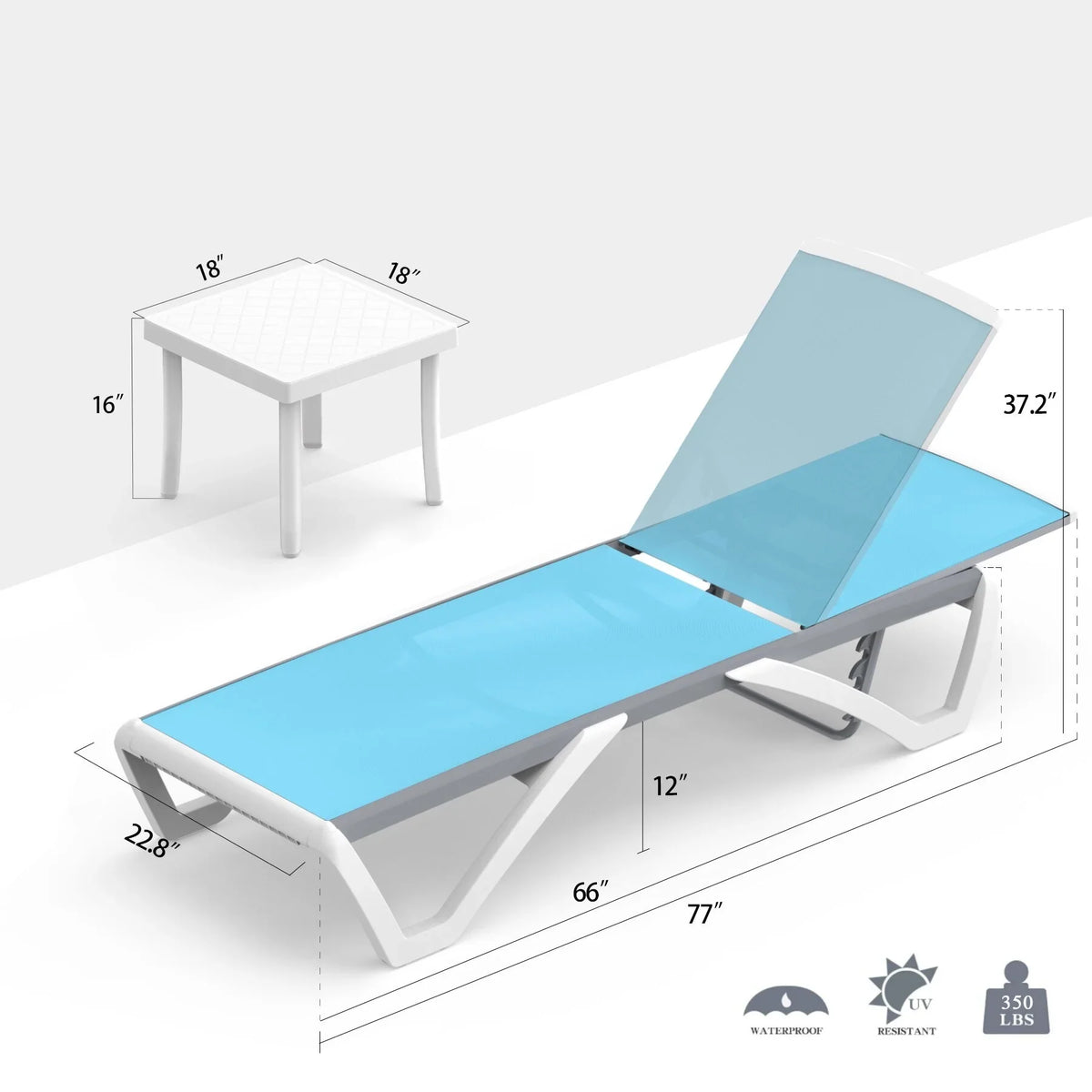 Domi Outdoor Living Chaise Lounge Chair Aluminum Adjustable Pool Lounge Chair"With All-Weather Textilene for Deck, Lawn, Backyard "1 Grey Chair"
