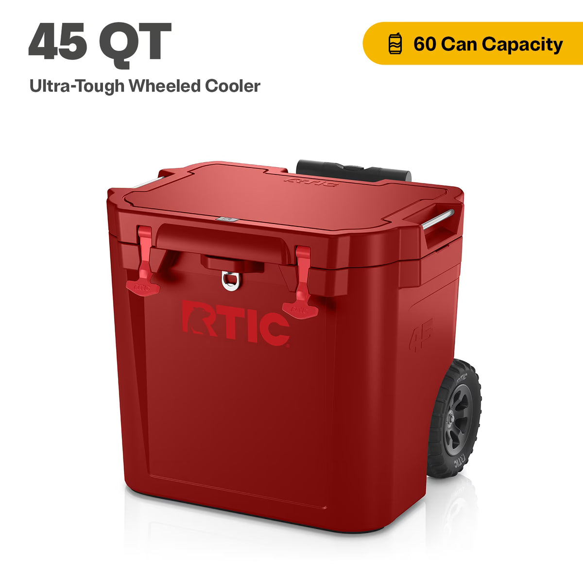 RTIC 45 QT Ultra-Tough Wheeled Hard-Sided Ice Chest Cooler, Fits 60 Cans, White