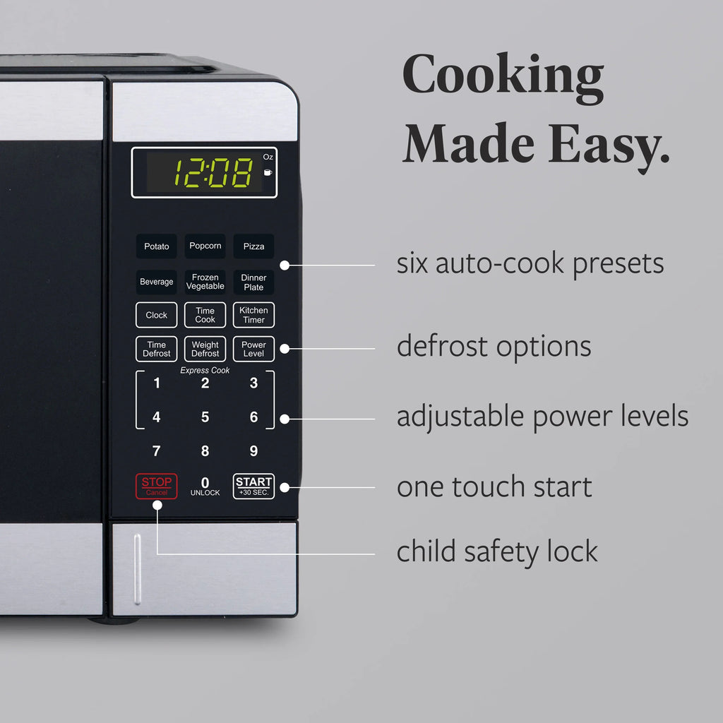 Farberware Countertop Microwave Ov 1100 Watts, 2.2 cu ft - Smart Sensor With LED Lighting and Child Lock - Perfect for Apartments and Dorms - Easy Clean Black Interior, Stainless Steel