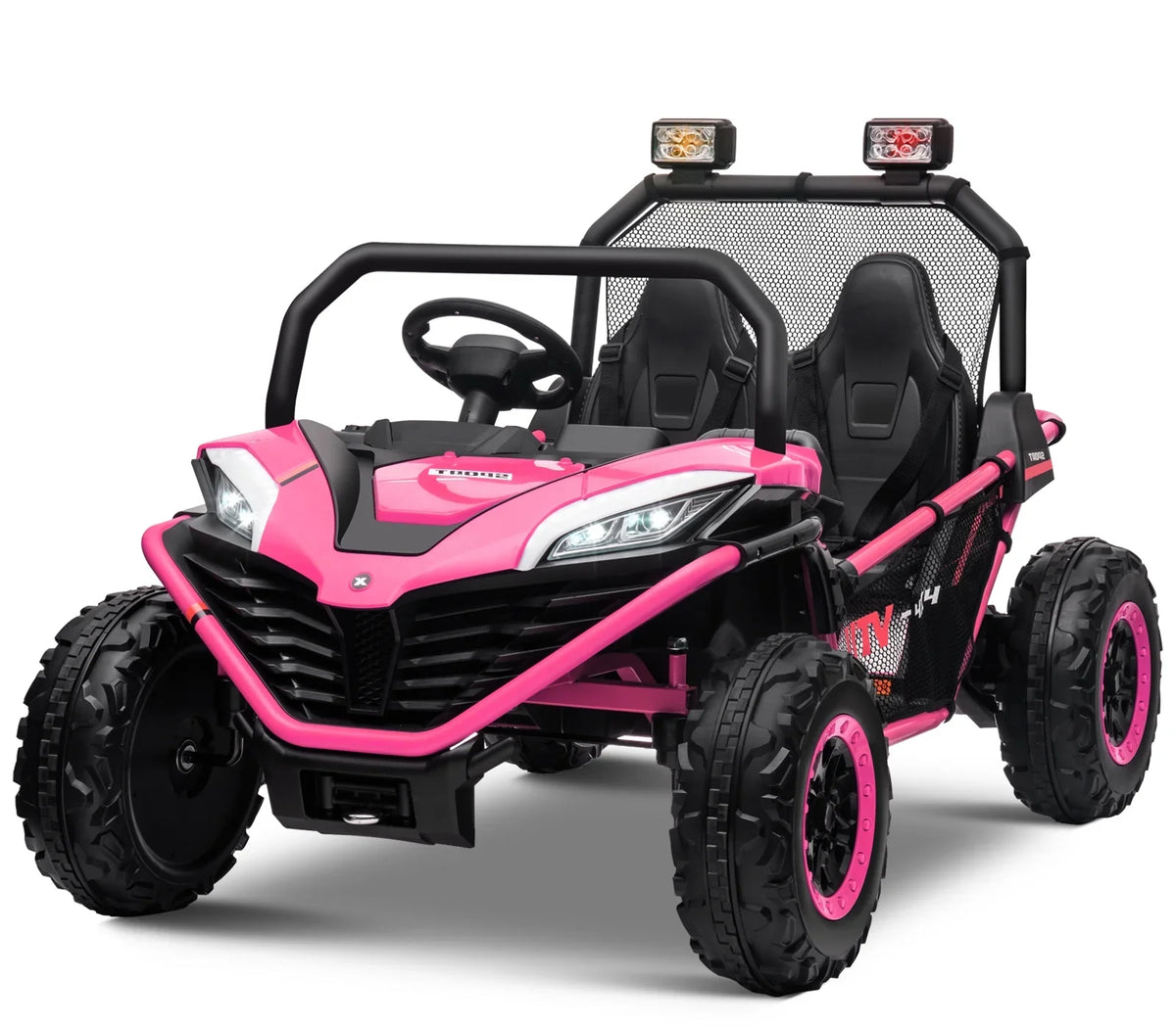 OTTORD 24 V Ride on Car UTV 2 Seater, 2x200W Electric Car Truck with Metal Frame, Brake&Gas Pedal, EVA Tires,3 Speed (Purple Pink)