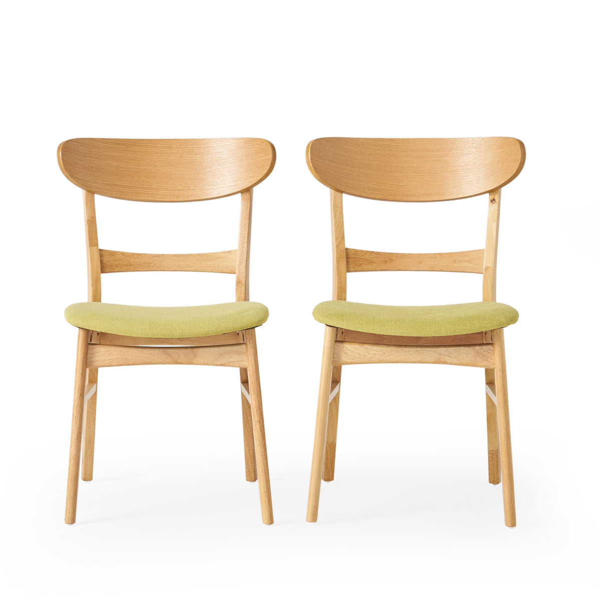 GDFSTUDIO Mid Century Modern Fabric Upholstered Rubberwood Dining Chairs, Set of 2, Dark Gray and Walnut