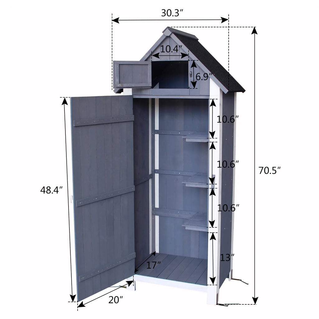 MCombo 2.52 x 1.77 ft. Metal and Wood Storage Shed, Natural