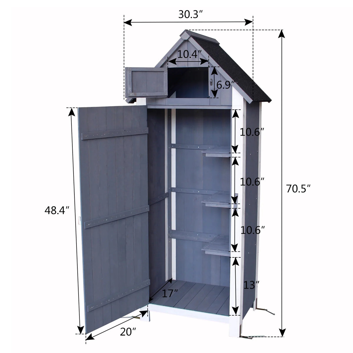 MCombo 2.52 x 1.77 ft. Metal and Wood Storage Shed, Natural