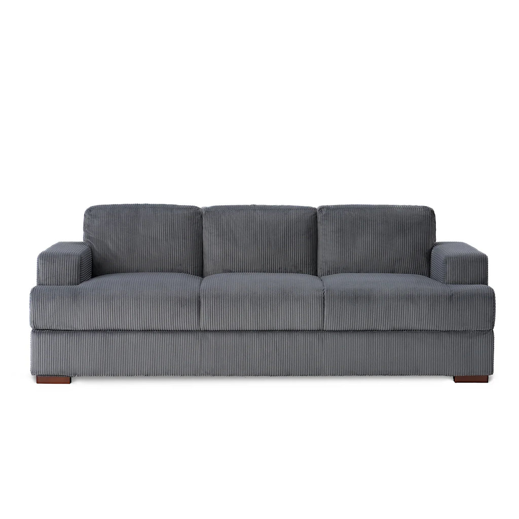 VANACC 89in Couch, Comfy Sofa with Wood Legs, 3 Seater Modern Sofa- Deep Seat Couches for Living Room, White Corduroy