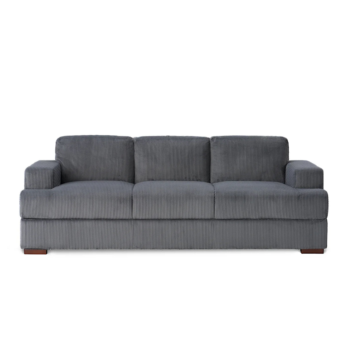 VANACC 89in Couch, Comfy Sofa with Wood Legs, 3 Seater Modern Sofa- Deep Seat Couches for Living Room, White Corduroy