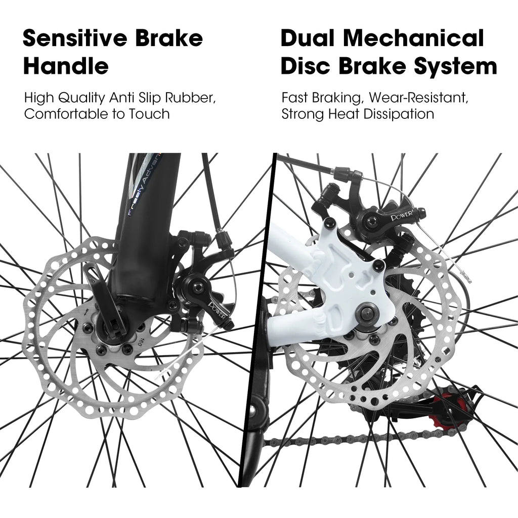 27" Mountain Bike, 21-Speed Dual Disc Brakes with Aluminum Frame �C Black