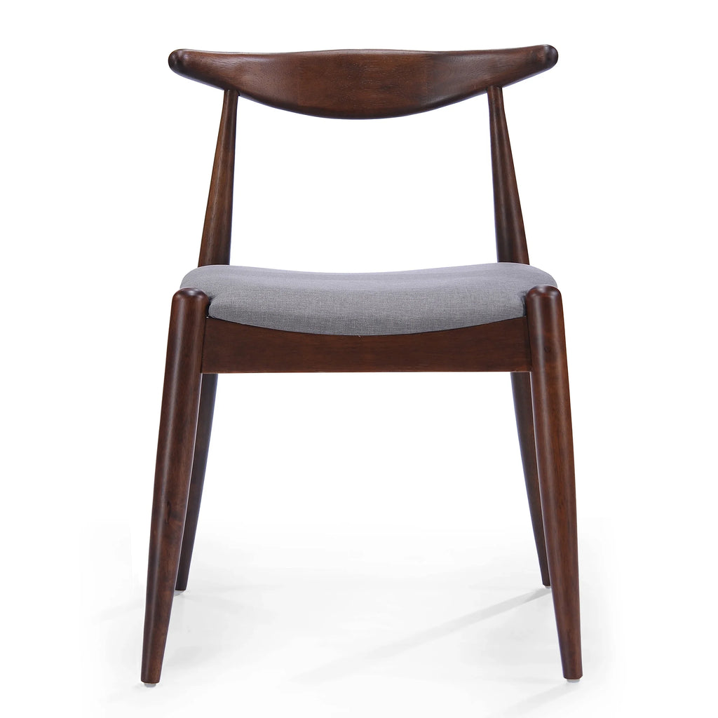 GDF Studio Virgil Mid Century Modern Fabric Upholstered Dining Chairs, Set of 2, Charcoal and Walnut
