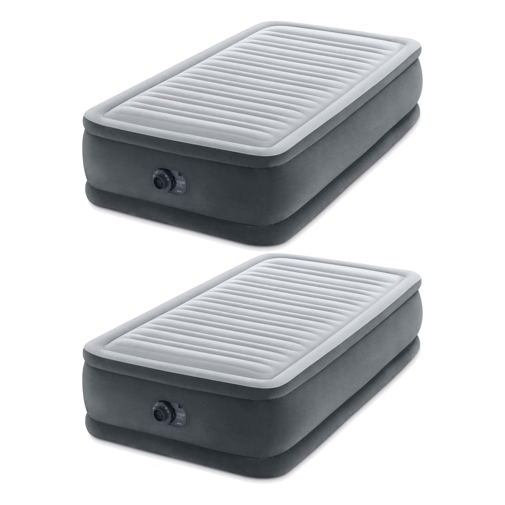 Intex Dura Beam Comfort Plus Airbed Mattress w/ Built In Pump, Twin, 2 Pack