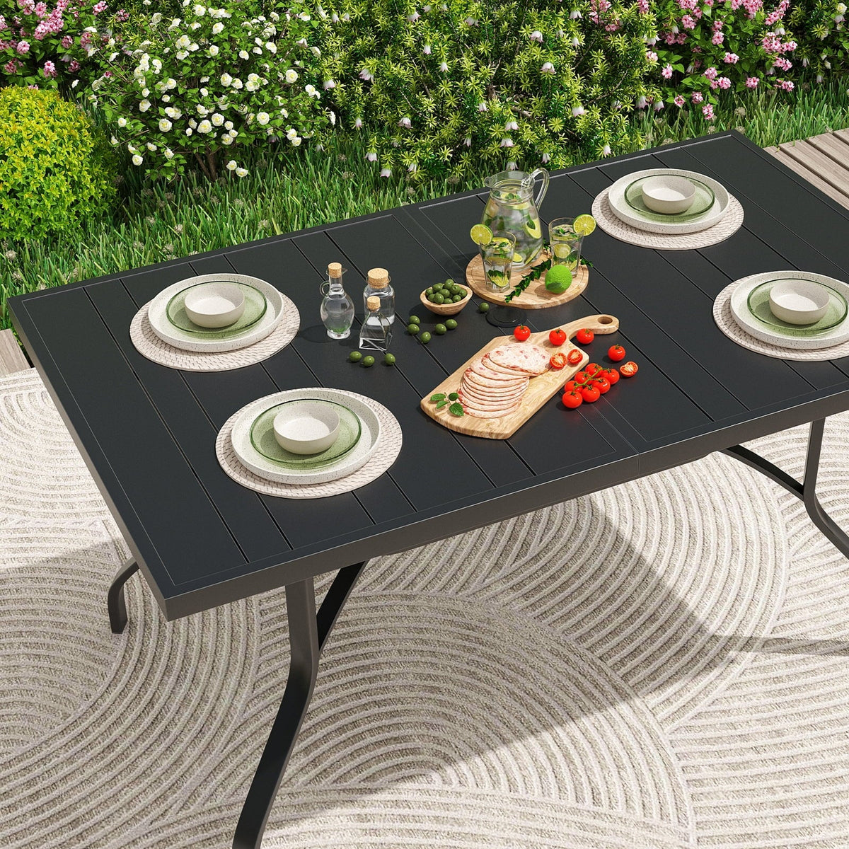 STARY Patio Dining Table 35"x35", Square Outdoor Dining Table with 1.57" Umbrella Hole for Patio Graden Backyard and Poolside
